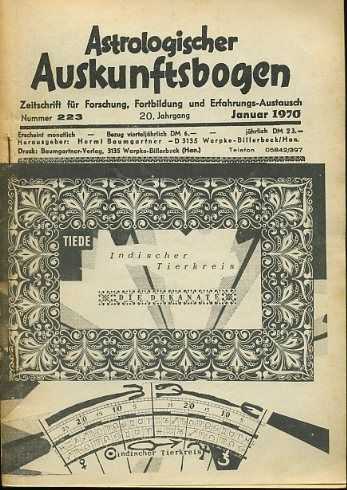  - Astrologischer Auskunftsbogen. Zeitschrift fr Forschung, Fortbildung und Erfahrungsaustausch. Jahrgang 1970. Nr. 223-234