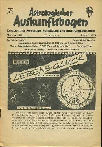  - Astrologischer Auskunftsbogen. Zeitschrift fr Forschung, Fortbildung und Erfahrungsaustausch. Jahrgang 1975. 6 von 12 Ausgaben