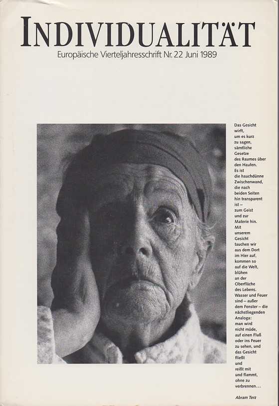 GUT, TAJA [ED.] - Individualitt. Europische Vierteljahresschrift. 8. Jahrgang. Heft 22. Juni 1989