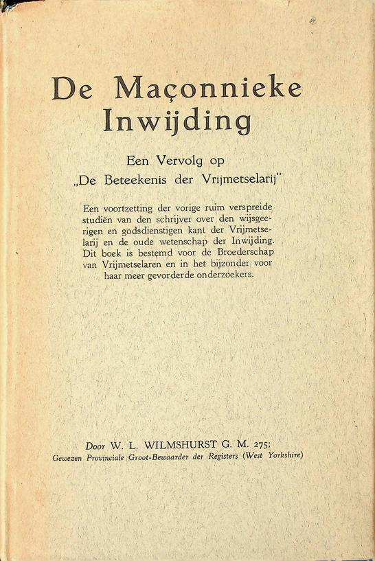 WILMSHURST, W.L. - De Maonnieke inwijding