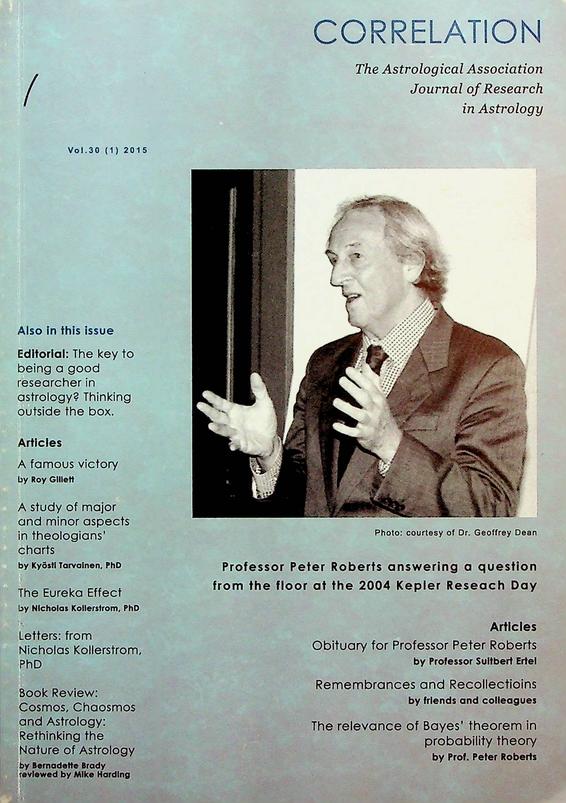 HARRIS, PAT [ED.] - Correlation. Journal of Research in Astrology. Vol. 30, no. 1, 2015