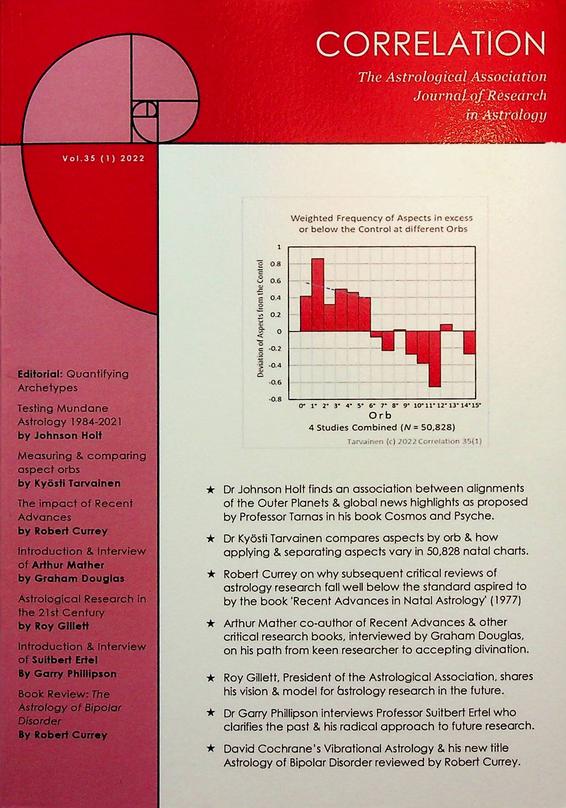 HARRIS, PAT [ED.] - Correlation. Journal of Research in Astrology. Vol. 35, no. 1, 2022