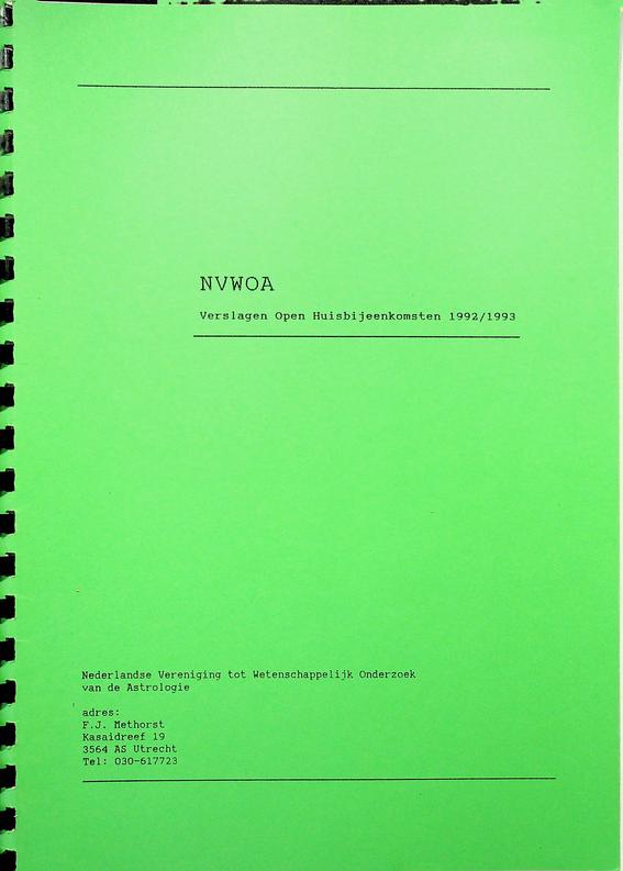BRUINING, LEX [SAMENST.] - NVWOA. Verslagen Open Huisbijeenkomsten 1992/1993